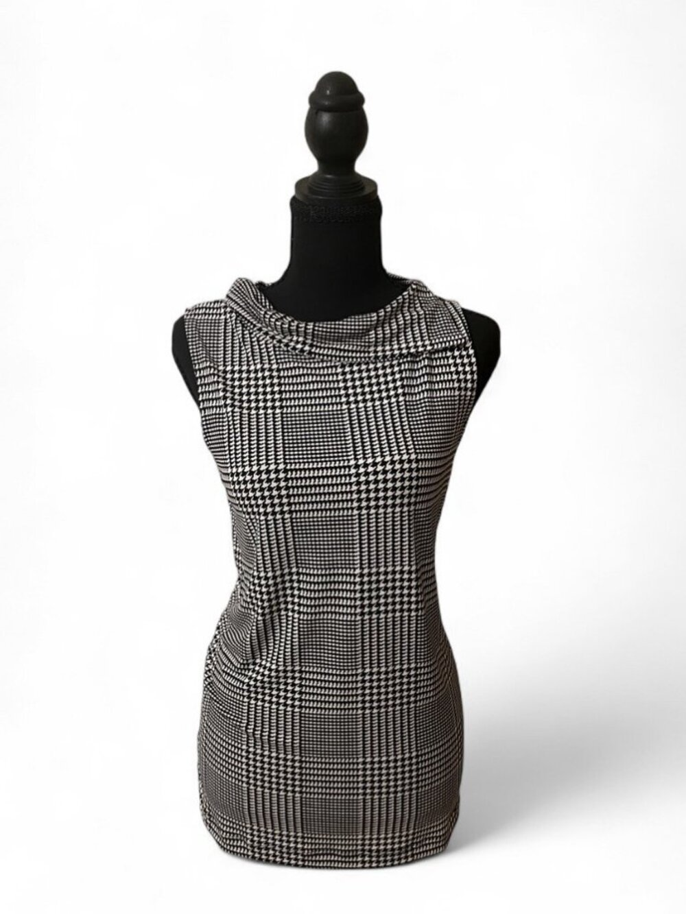 NWT Banana Republic Sleeveless Top Unique Collar Houndstooth Blouse Chic, M